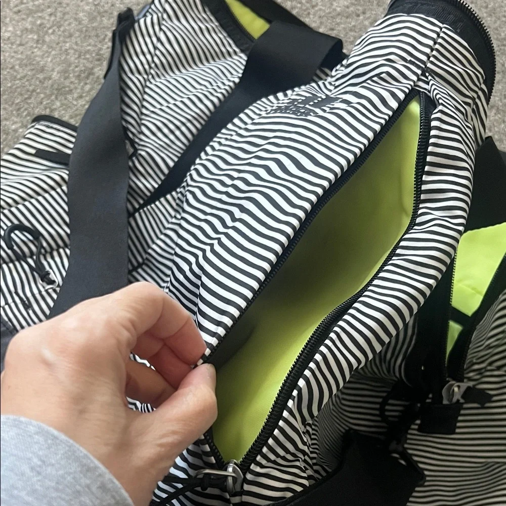Adidas Striped Black and White Duffel Bag